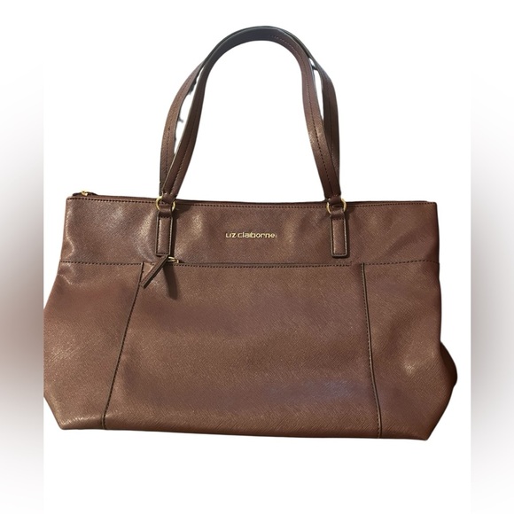 Liz Claiborne Burgundy Leather Tote Bag with Classic Design - Picture 1 of 5